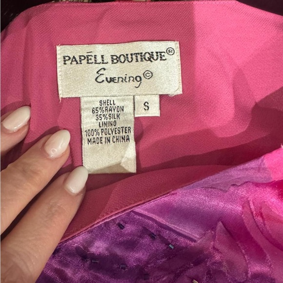 Papell Boutique Asymmetrical Skirt in Pink and Purple Floral - Picture 4 of 4